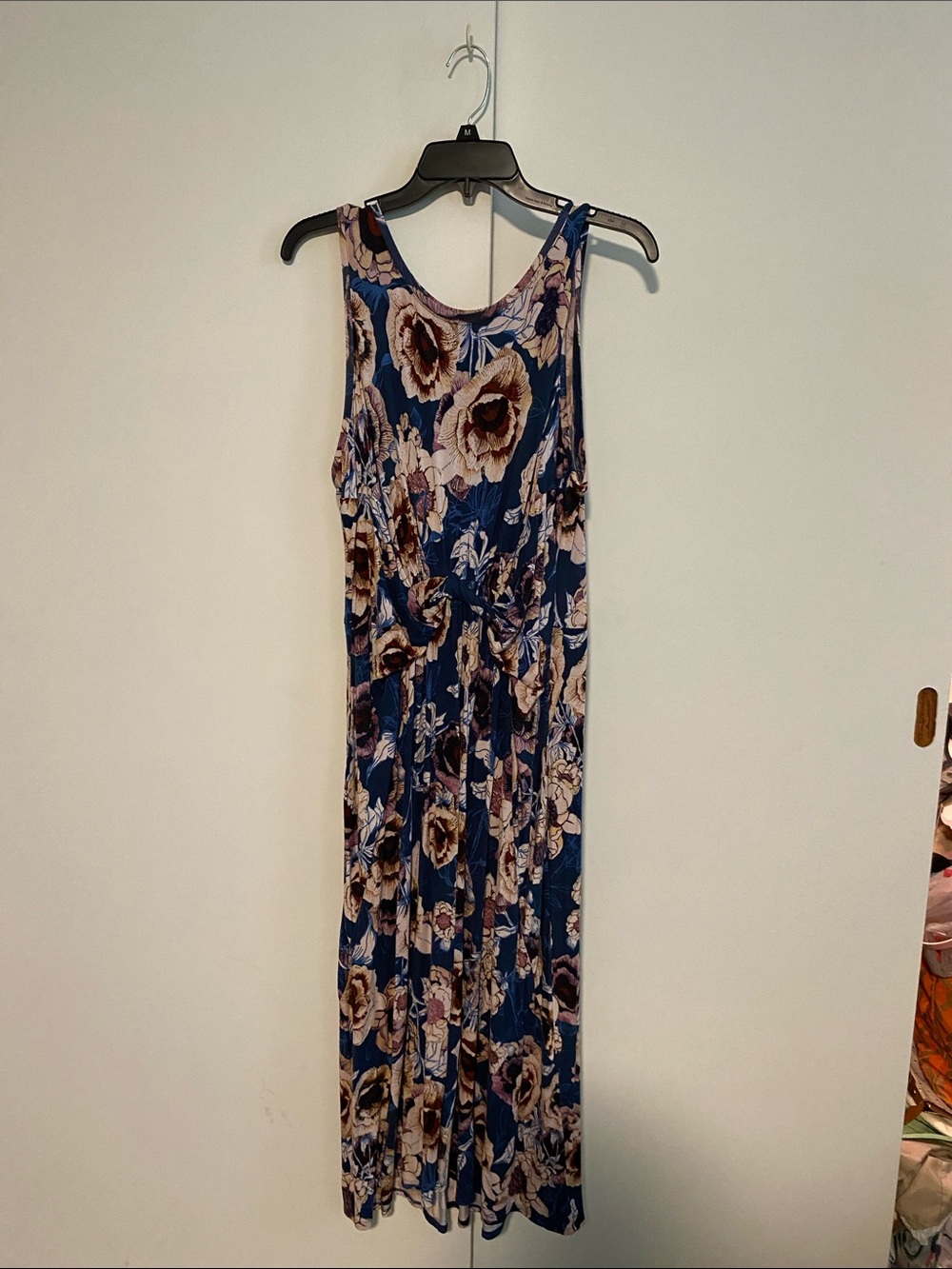 Maurices Navy Floral Maxi Dress with Tie Detail